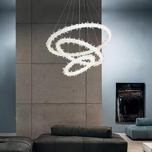 法式水FTRG002复式楼旋转楼梯环吊灯创意形客厅晶灯个网红卧室轻