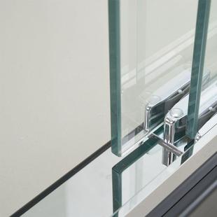 一字型淋锈浴房断3隔0不钢简易整体移门材359料钢化玻4底座配件