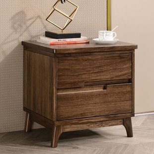 北欧实木床头柜简约乌金木卧室储物柜轻奢整装原木色床边柜收纳柜