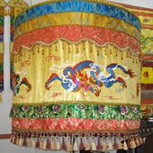 福慧了尘布艺装 饰大殿法会焰口禅修绣品黄龙伞华盖1米暗花宝盖