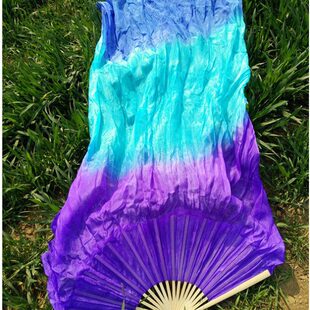 定做真丝长绸扇秀色舞蹈扇舞蹈扇子肚皮舞蹈长扇多色舞蹈扇七彩扇