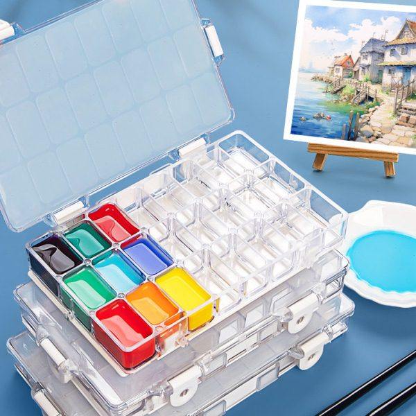 颜料盒24格调色盒带盖水粉盒便携水彩盒36格水粉颜料盒空盒软盖水,文具电教/文化用品/商务用品,调色盒,淘宝优惠券,粉丝福利购,淘宝优惠卷