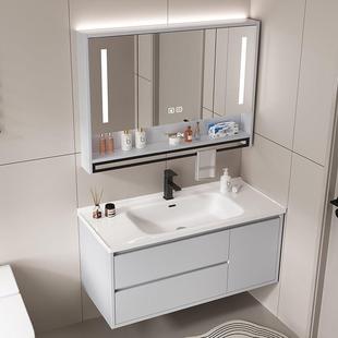 浴室柜组合陶瓷一体盆洗手台洗脸台盆柜卫生间洗漱台现代简约镜柜