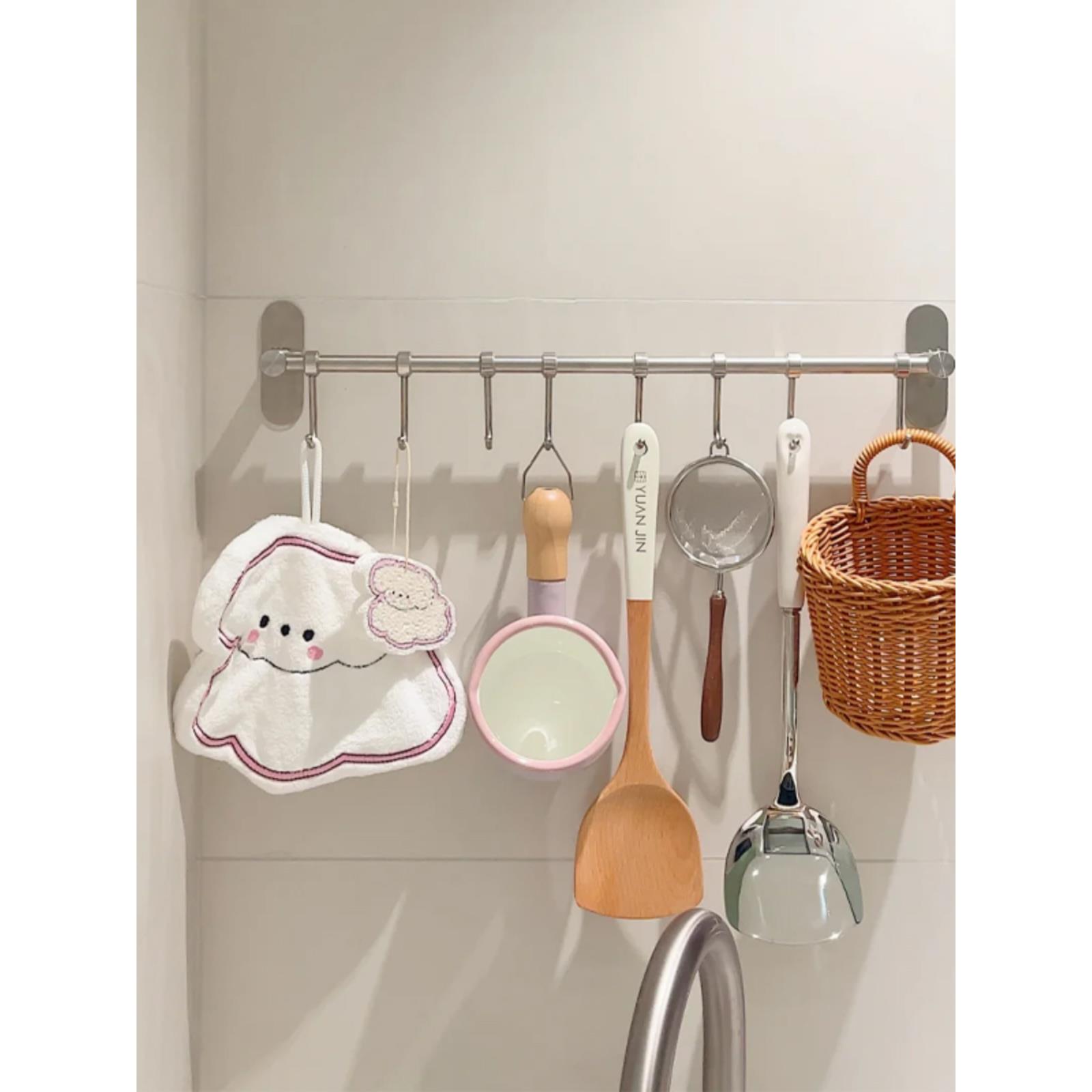 厨房好物｜挂钩不锈钢墙上活动挂勾厨具挂杆砧板置物架勺铲子挂架