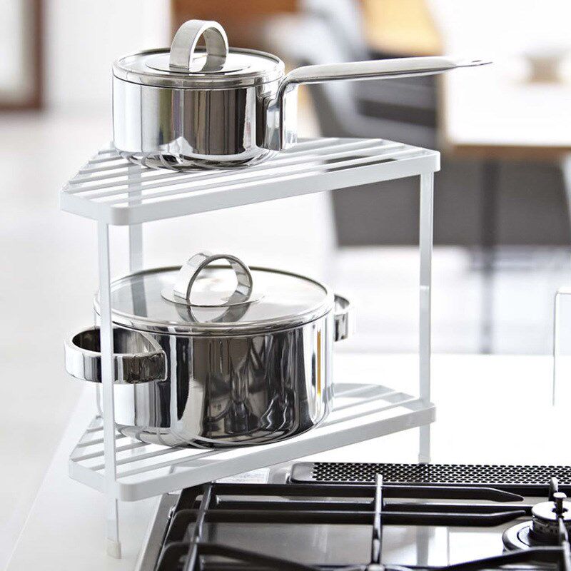 厨房转角炉灶置物架边角收纳架三角双层整理架多层锅架