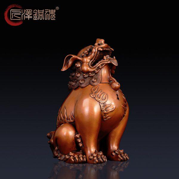 匠泽铜魂 紫铜朝天吼仿古香炉纯手工熏香炉家居创意香炉香道用品