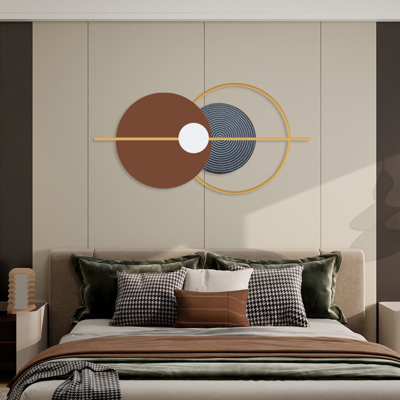 欧式轻奢客厅入i户背景墙装饰办公室墙上铁艺挂件饭厅卧室金属壁