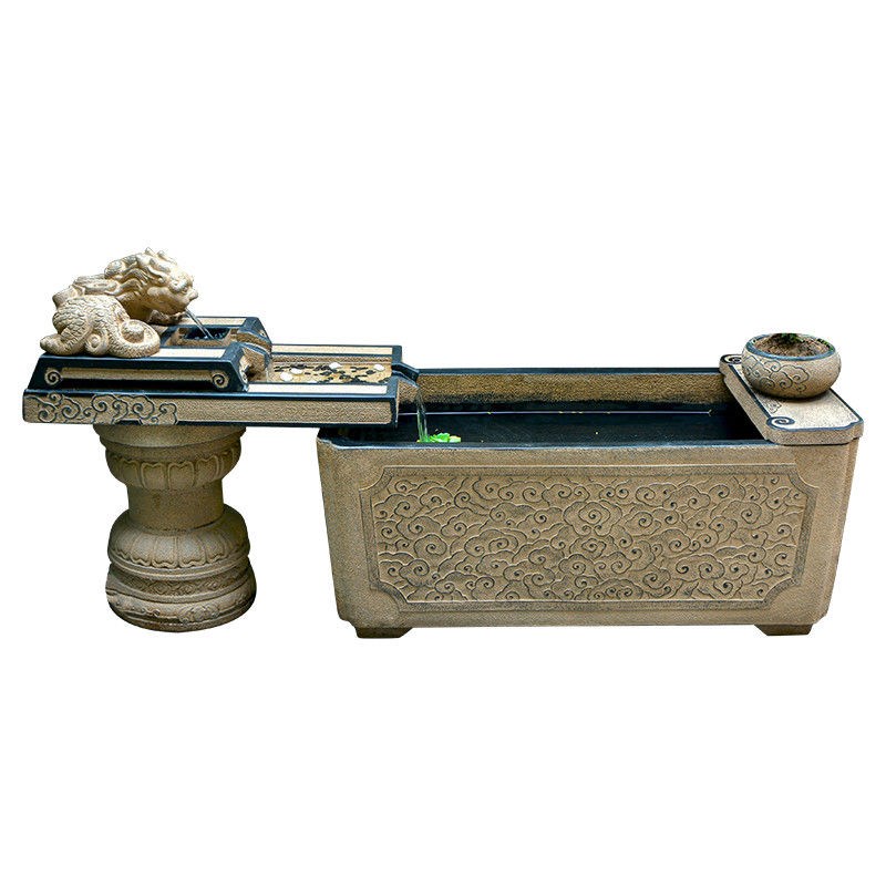 庭院水池造景循环流水摆件别墅户外阳G台家用大鱼池招财室外金鱼