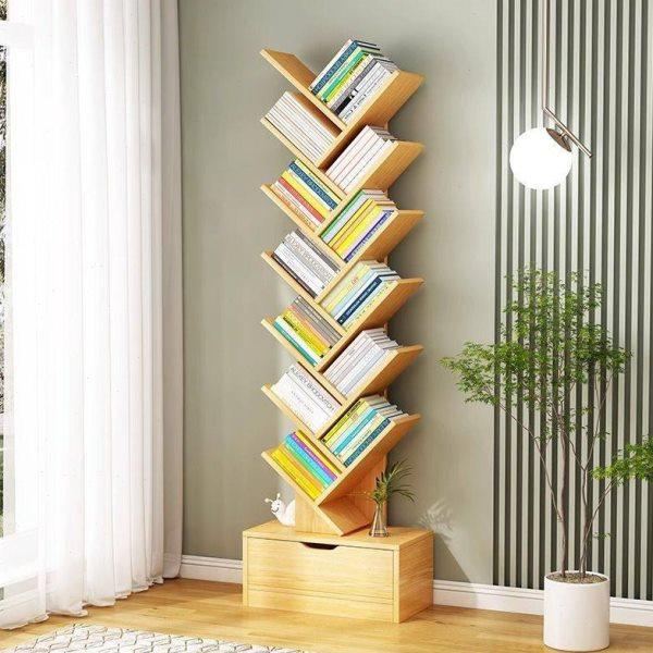 简易树形书架落地置物架家用靠墙创意小书柜客厅多层收纳储物柜子,收纳整理,暖气片置物架,淘宝优惠券,粉丝福利购,淘宝优惠卷