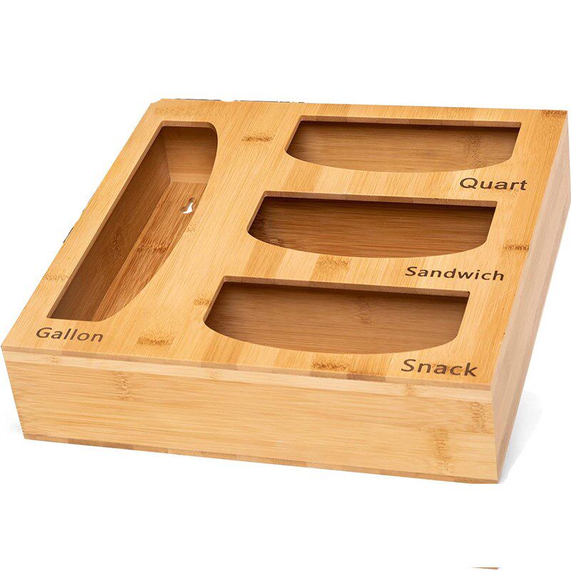 保鲜膜切割器收纳盒竹木保鲜袋收纳盒储物盒木质垃圾袋整洁收新款