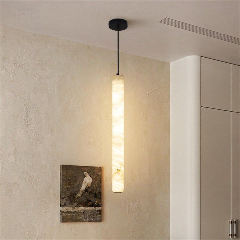 品质西班牙云石极简吊灯现代简约创意设计床头小吊灯长条灯具