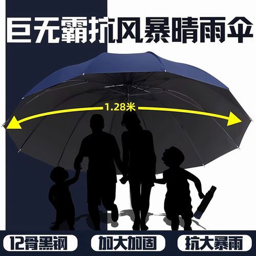 【抢!下单立减50】蛇年春季爆款晴雨伞12骨U超大号雨伞PJ