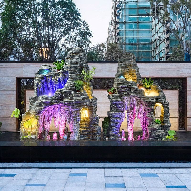 大型假山流水喷泉摆件花园庭院别墅酒店阳台室外招财鱼池景观造景