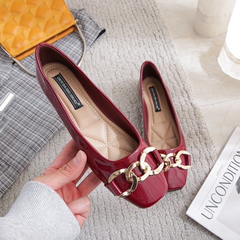 单鞋女2024新款春季方头浅口晚晚风温柔平底鞋大码41气质豆豆鞋43,女鞋,浅口单鞋,淘宝优惠券,粉丝福利购,淘宝优惠卷