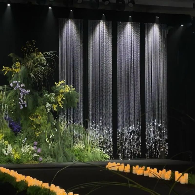 婚庆珠帘亮片珠串珠链婚礼吊顶装饰亚克力线帘舞台背景柱成品道具