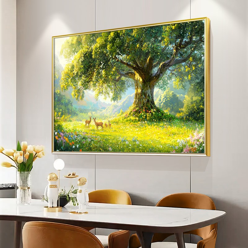 现代简约大树风景玄关装饰画客厅沙发背景墙挂画餐厅卧室床头壁画图片