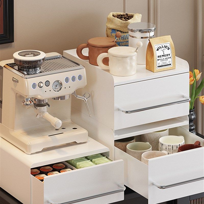 咖啡机置物架桌面抽屉式收纳架茶具水杯架子吧台餐桌台面收纳柜