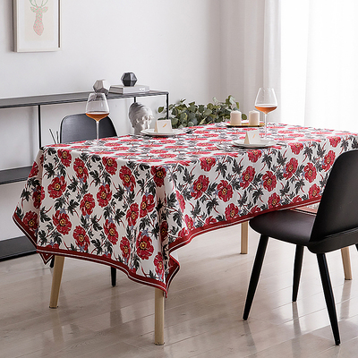 防水桌布新年喜庆ins红色桌布布艺长方形盖巾垫网红桌布茶几布盖