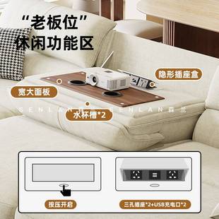 现代简约电动伸缩沙发床客厅零靠墙多功能雪尼尔奶油风绒布艺沙发