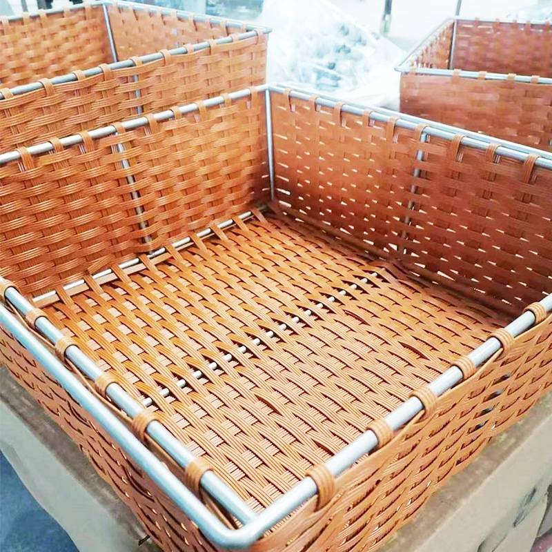 橱柜衣柜收纳拉篮衣帽间衣物阻尼推拉收纳筐900柜可调节仿藤储物