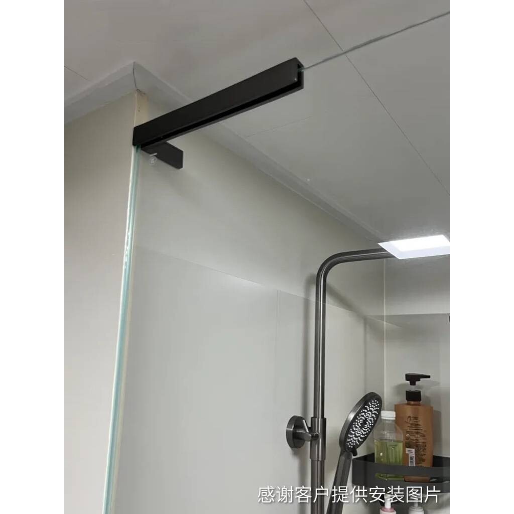 0A无边框淋浴房玻璃门七字拉扞不锈钢浴室隔断固定卡玻璃支撑杆配