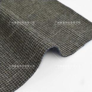 羊毛蚕丝双面毛呢面KHM料cao薄小一面格一面色大衣外套布料W8h2素