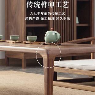 老榆木榻榻米茶桌地台茶几小矮桌炕桌实木仿古禅意日式飘窗木质桌