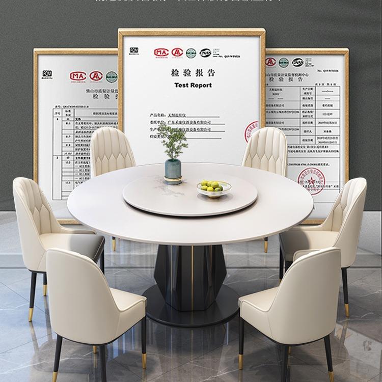 意式岩板餐桌代椅组合现带约轻奢圆简桌转盘饭桌子家用ODH圆型小
