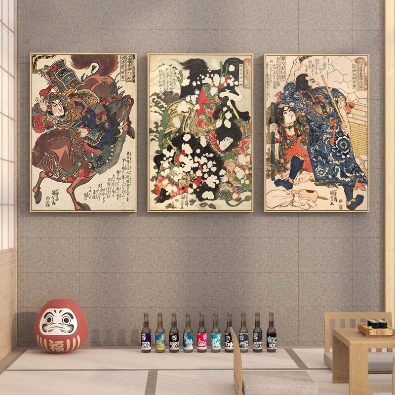 歌川国芳水浒日式风格玄关客厅装饰画餐厅挂画日料店居酒屋壁画