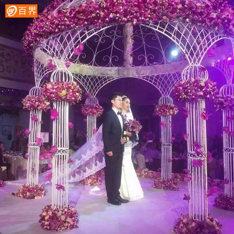百界婚庆铁艺亭子六柱蒙古包婚礼仪式亭户外铁艺景观亭子花亭拱门