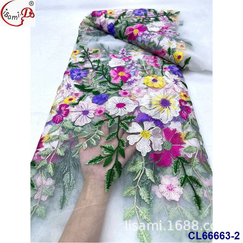 可爱甜美花朵刺绣蕾丝立体绣面料 bridal lace fabric