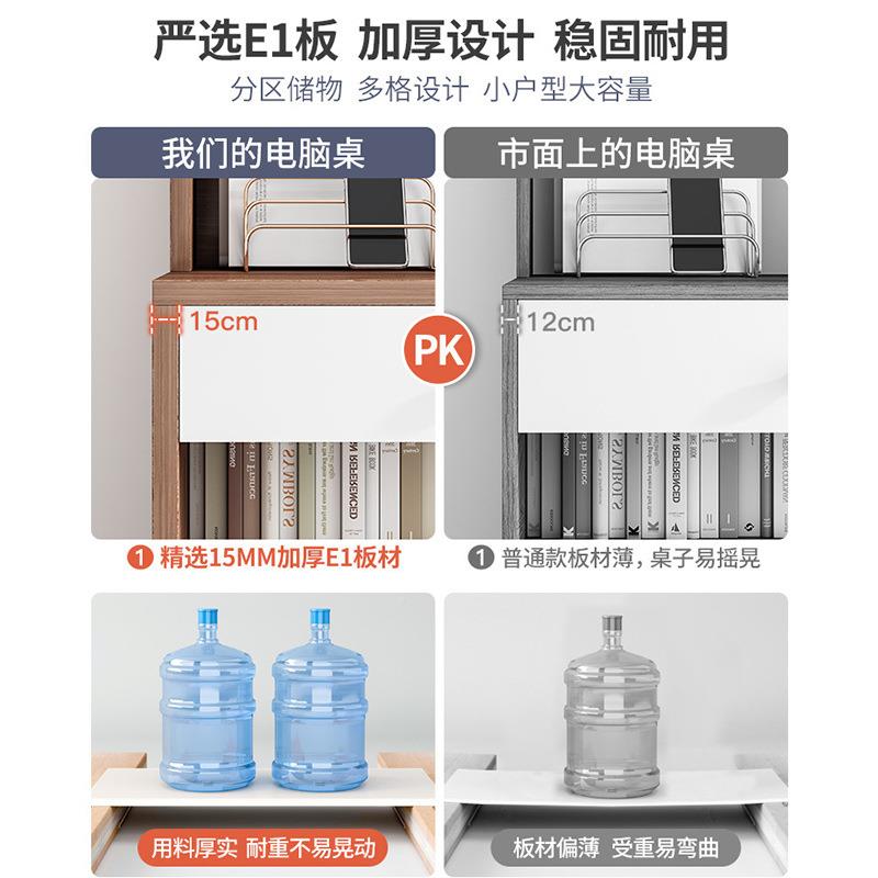 书桌书架组合室带书电柜LBS一体脑台式卧中学生学习写字桌小桌白
