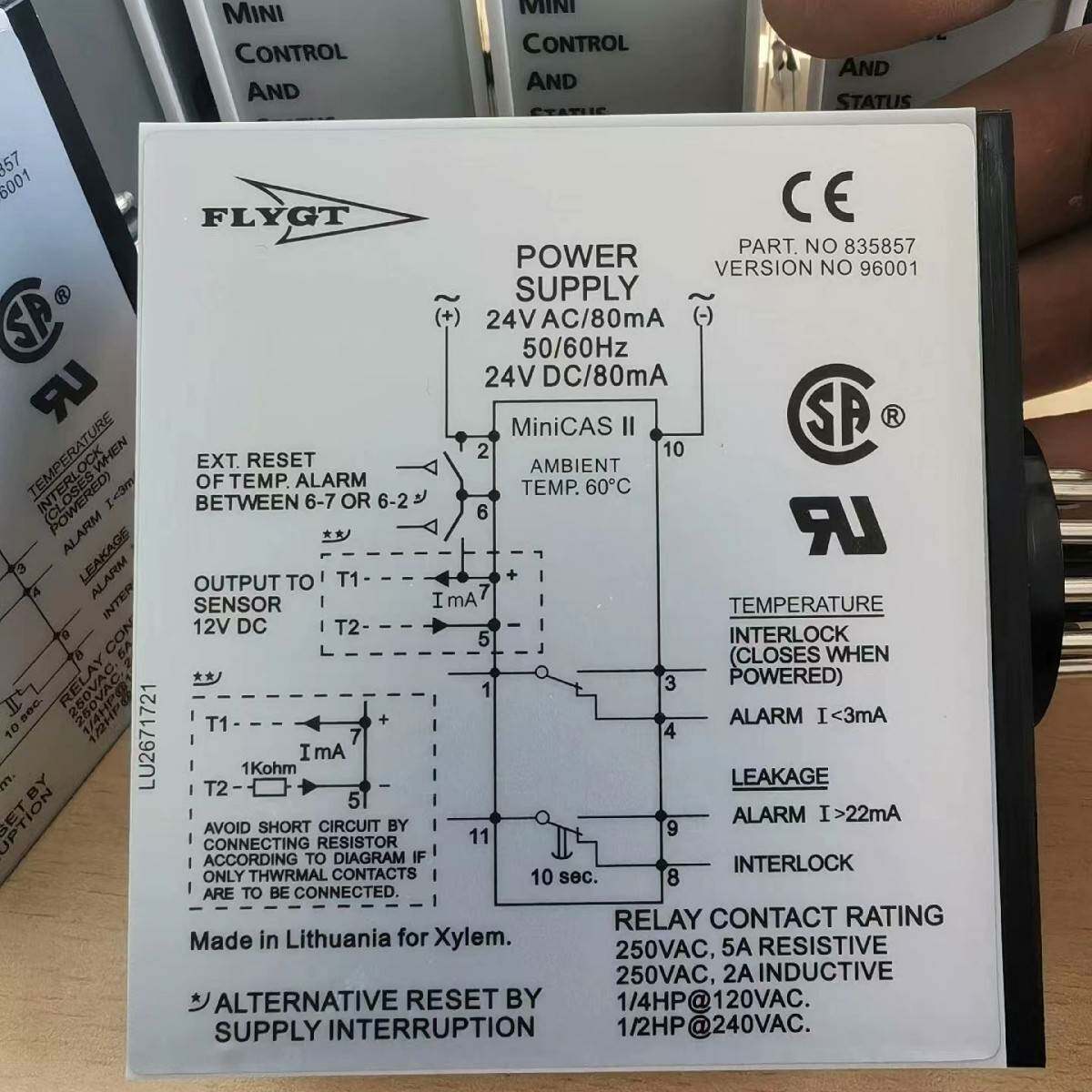 瑞典飞力Xylem-FLYGT潜水排污泵配件继电保护器 MINICAS II
