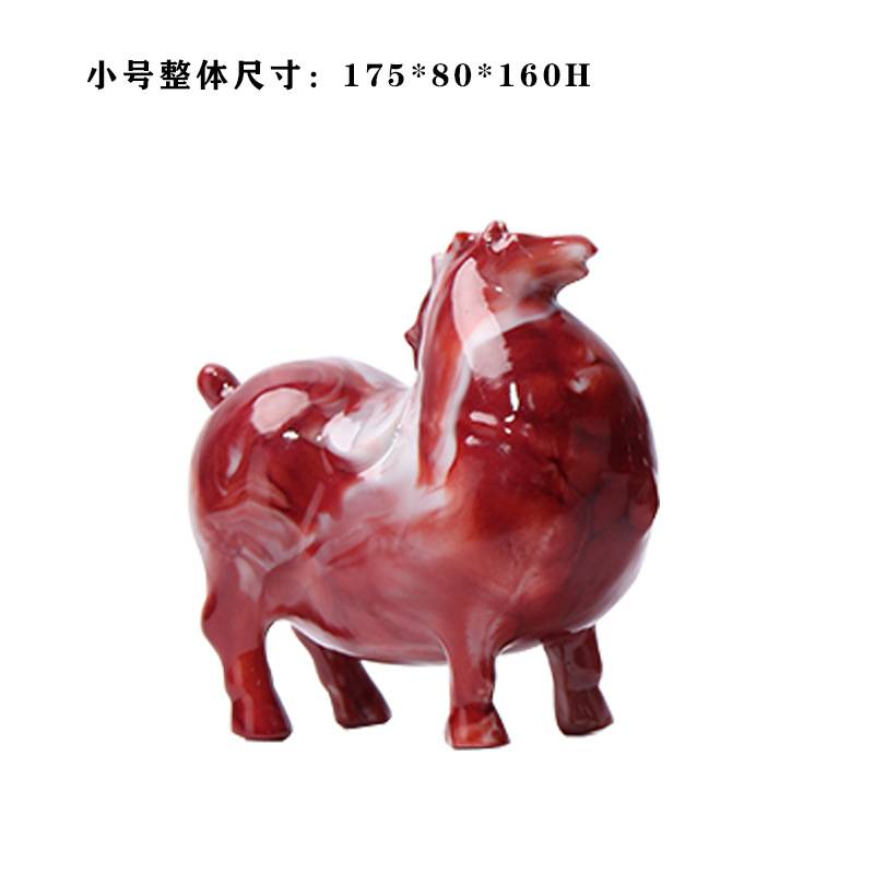 创意现代新中式红色树脂抽象唐马摆件书房博古架茶室样板房装饰品