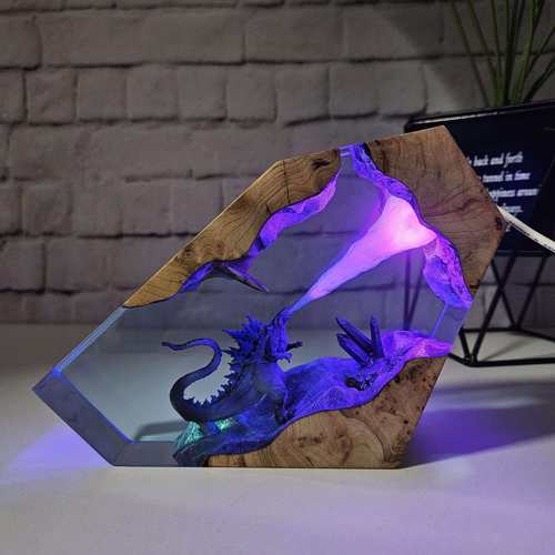 创意有趣潮玩哥吉斯拉礼物桌面摆件送朋友海洋风怪兽风装饰小夜灯