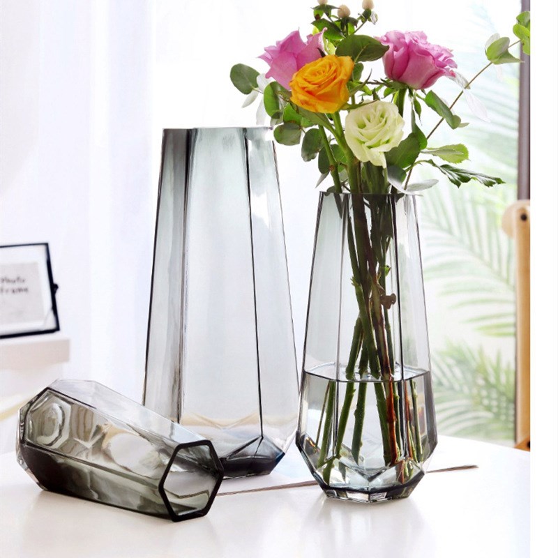 欧式轻奢网红玻璃k花瓶简约透明水培鲜花玫瑰客厅插花装饰摆件水