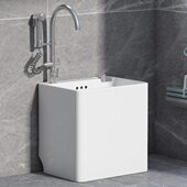 元 匠家用小号洗拖把池阳台卫生间30cm小户型陶瓷拖布池带侧排污