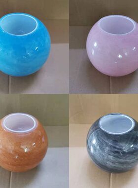 圆球形流浪地球玻璃灯罩蓝色橙色粉色台灯吊灯吸顶灯创意外壳灯罩