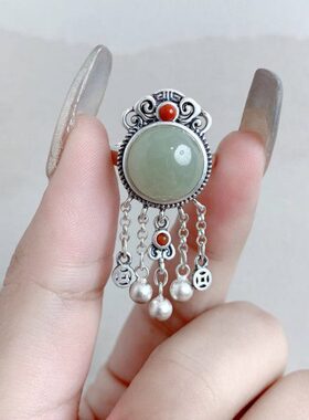 蛋面流苏戒指环复古风民族风女款个性百搭开口可调节大气质高级感