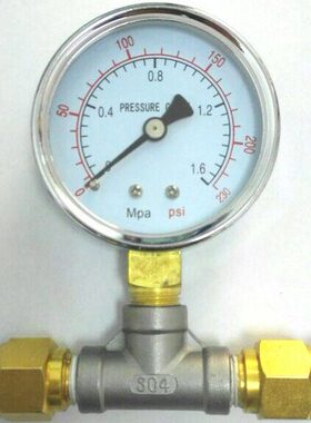 压力表 含60mm1.6mpa压力表和三通1只 含接外径12mm的气管接头2只