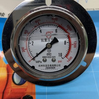 杭州东亚轴向带边耐震压力表YN60Z1.6 2.5 4 6 10 16 25 40 60MPA