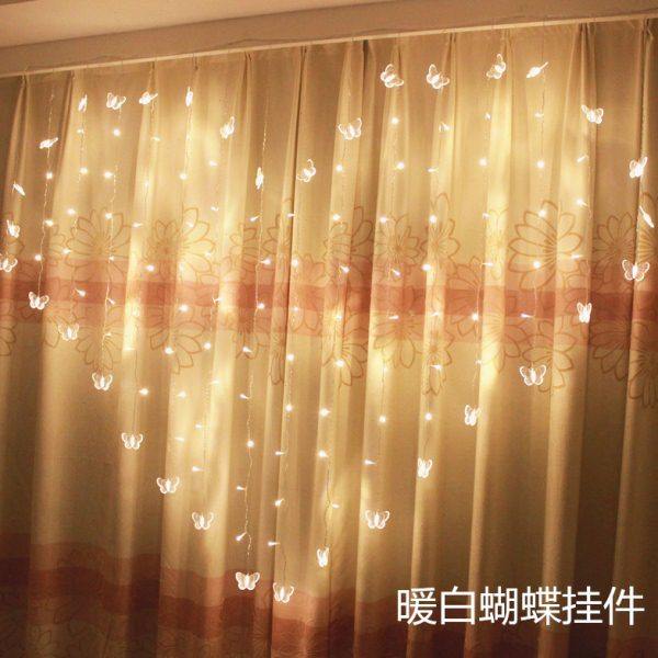 网红创意爱心窗帘灯客厅婚房卧室新年墙上装饰品求婚表白房间挂件