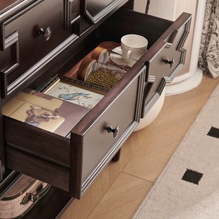 法式复古中古风实木八斗柜卧室收纳储物柜床尾置物柜美式客厅玄关