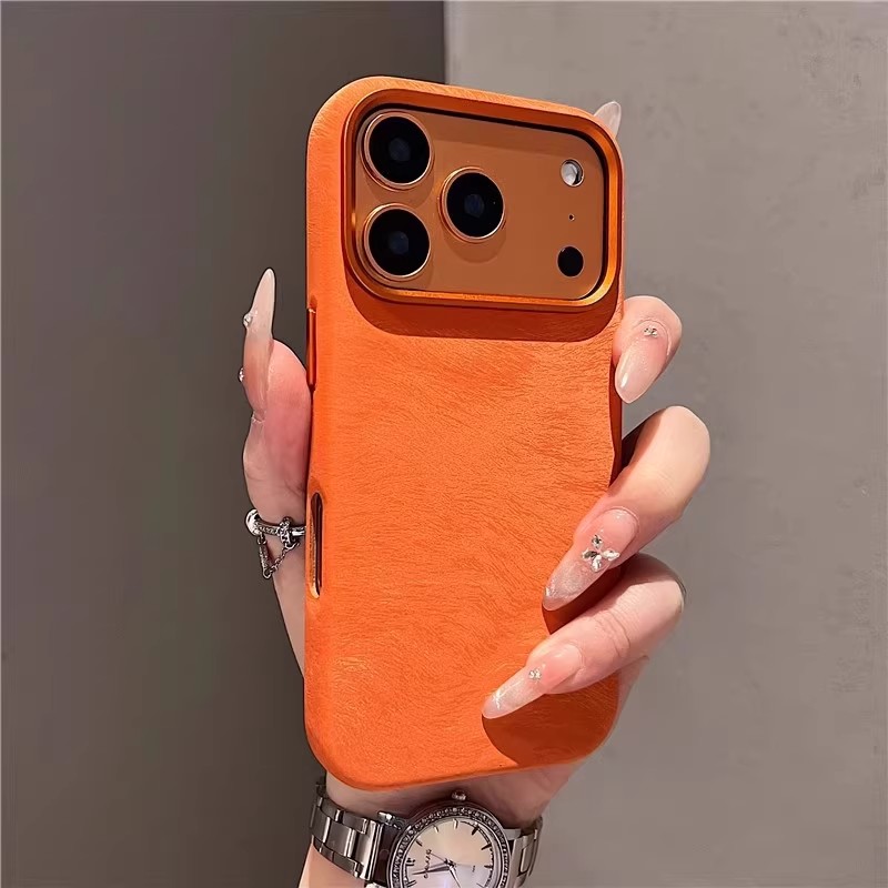 雪山纹拉丝皮革适用于苹果手机壳新款iPhone17promax金属镜框苹果16ProMax全包防摔15pro磁吸17Air商务保护套