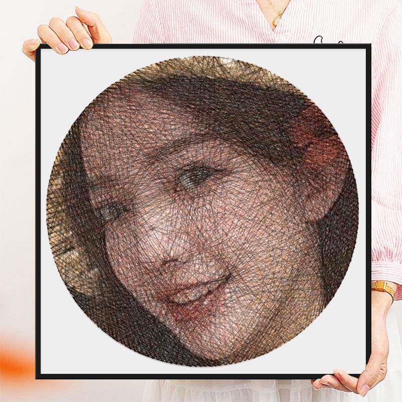 YGY!钉子绕线画d制iy工作创意生日弦礼物丝画送女生人像手照片定
