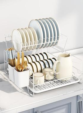厨房OBF碗碗架沥水架双层家用碗筷置架台面晾放碟碗盘收纳沥架碗