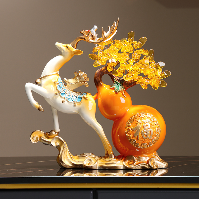 招财葫芦发财树福鹿摆件家居饰品客厅桌面玄关装T饰乔迁新居礼品