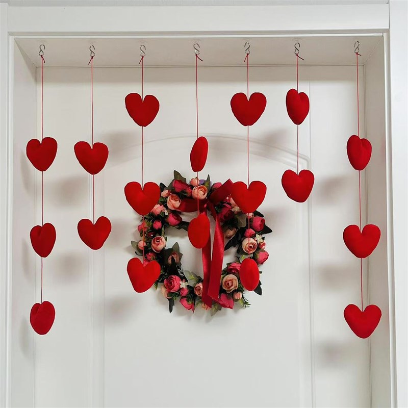 结婚爱心门帘创意喜庆氛围感隔断吊D帘多功能结婚房门挂饰婚房装