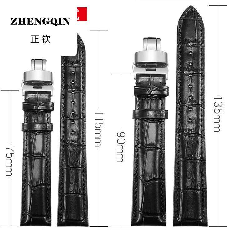 特长版真皮手表带适配欧米茄万国浪琴加长款粗手腕专用表链男22mm