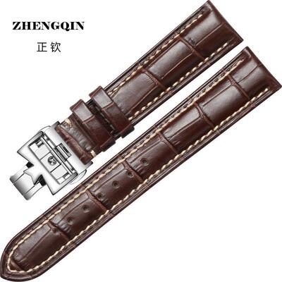 适用VETOO维途真皮表带 小牛皮 手表带蝴蝶扣 男20 22mm代用江诗